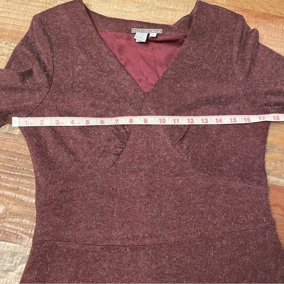 Isabella Bird Sweater Dress Burgundy wool angora hair tie waist size Large - Picture 4 of 11